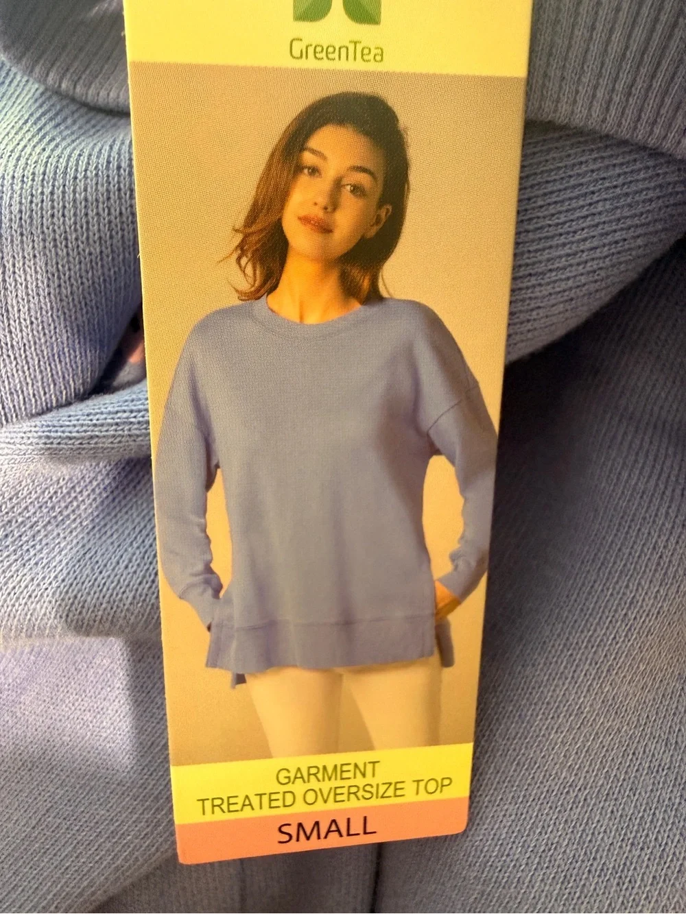 GreenTea Comfy Oversized Colbalt Sweatshirt Split Sides Small NWT
